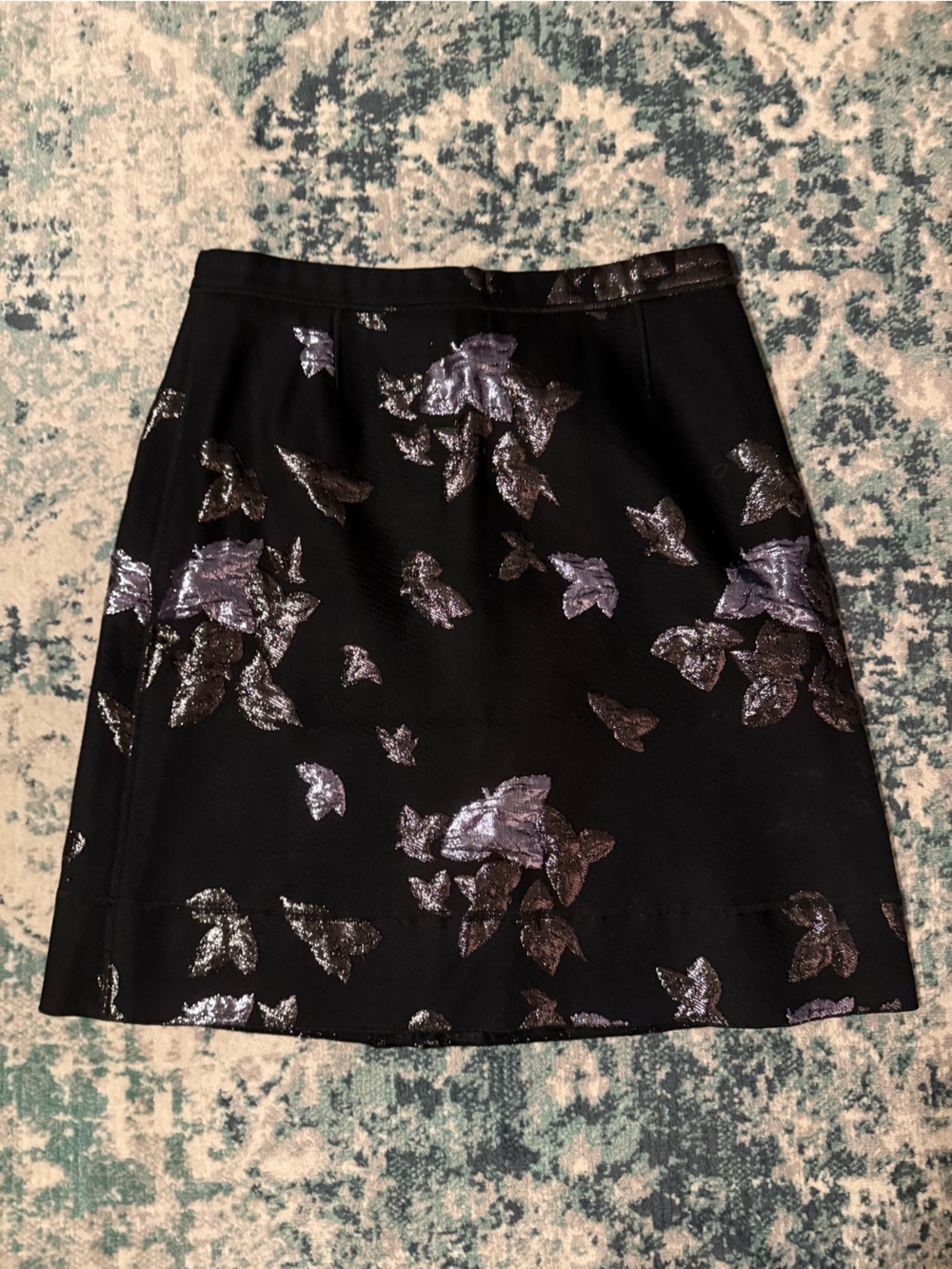 Vintage Marc Jacobs Black Metallic Floral Jacquard Skirt US 8